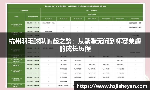 杭州羽毛球队崛起之路：从默默无闻到杯赛荣耀的成长历程